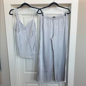Zara Silver Silk matching Pant Set